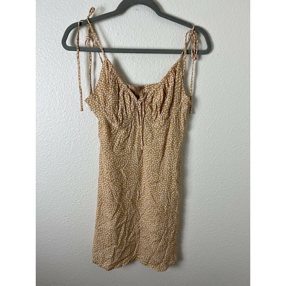 Sophie Rue Women's Sleeveless Tie-Strap Drop Hem Dress Yellow Floral Medium‎ M